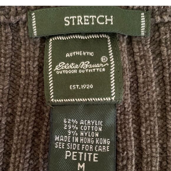 Eddie Bauer Women’s Ribbed Knit V-Neck Sweater Olive Green Size M - Picture 2 of 6